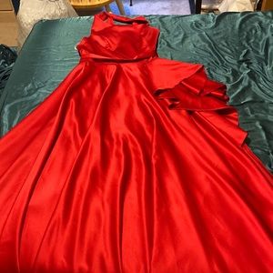 Red floor length gown
